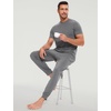 GYS Bamboo Viscose Mens Pajamas Set Short Sleeve Lounge Set for Hot Flashes(Dark Heather Grey)