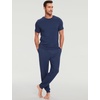 GYS Bamboo Viscose Mens Pajamas Set Short Sleeve Lounge Set for Hot Flashes(Deep Blue)