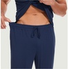 GYS Bamboo Viscose Mens Pajamas Set Short Sleeve Lounge Set for Hot Flashes(Deep Blue)