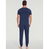 GYS Bamboo Viscose Mens Pajamas Set Short Sleeve Lounge Set for Hot Flashes(Deep Blue)