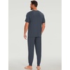 GYS Bamboo Viscose Mens Pajamas Set Short Sleeve Lounge Set for Hot Flashes(Grayish Blue)