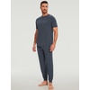 GYS Bamboo Viscose Mens Pajamas Set Short Sleeve Lounge Set for Hot Flashes(Grayish Blue)