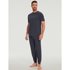 GYS Bamboo Viscose Mens Pajamas Set Short Sleeve Lounge Set for Hot Flashes(Midnight Blue)
