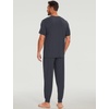 GYS Bamboo Viscose Mens Pajamas Set Short Sleeve Lounge Set for Hot Flashes(Midnight Blue)