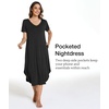 GYS Bamboo Viscose Nightgowns for Women Short Sleeve Sleep Shirt(Black)