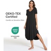 GYS Bamboo Viscose Nightgowns for Women Short Sleeve Sleep Shirt(Black)