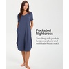GYS Bamboo Viscose Nightgowns for Women Short Sleeve Sleep Shirt(Blue Ice)