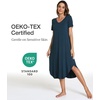 GYS Bamboo Viscose Nightgowns for Women Short Sleeve Sleep Shirt(Darkcyan)