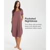 GYS Bamboo Viscose Nightgowns for Women Short Sleeve Sleep Shirt(Mauve)