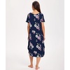 GYS Bamboo Viscose Nightgowns for Women Short Sleeve Sleep Shirt(Navy Floral)
