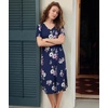 GYS Bamboo Viscose Nightgowns for Women Short Sleeve Sleep Shirt(Navy Floral)