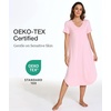 GYS Bamboo Viscose Nightgowns for Women Short Sleeve Sleep Shirt(Pink)