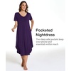 GYS Bamboo Viscose Nightgowns for Women Short Sleeve Sleep Shirt(Purple)
