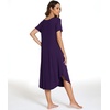 GYS Bamboo Viscose Nightgowns for Women Short Sleeve Sleep Shirt(Purple)