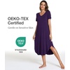 GYS Bamboo Viscose Nightgowns for Women Short Sleeve Sleep Shirt(Purple)