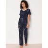 GYS Bamboo Viscose Pajamas for Women Cooling Sleepwear for Hot Flashes(Blue Stars)
