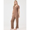 GYS Bamboo Viscose Pajamas for Women Cooling Sleepwear for Hot Flashes(Camel)