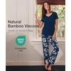 GYS Bamboo Viscose Pajamas for Women Cooling Sleepwear for Hot Flashes(Ink Blue Flowers)