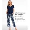 GYS Bamboo Viscose Pajamas for Women Cooling Sleepwear for Hot Flashes(Ink Blue Flowers)
