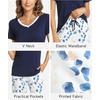 GYS Bamboo Viscose Pajamas for Women Cooling Sleepwear for Hot Flashes(Navy)