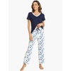 GYS Bamboo Viscose Pajamas for Women Cooling Sleepwear for Hot Flashes(Navy)