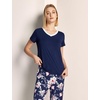 GYS Bamboo Viscose Pajamas for Women Cooling Sleepwear for Hot Flashes(Navy Peony)
