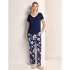 GYS Bamboo Viscose Pajamas for Women Cooling Sleepwear for Hot Flashes(Navy Peony)
