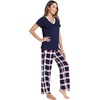 GYS Bamboo Viscose Pajamas for Women Cooling Sleepwear for Hot Flashes(Navy Red Plaid)