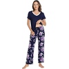 GYS Bamboo Viscose Pajamas for Women Cooling Sleepwear for Hot Flashes(Purple Floral)
