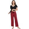 GYS Bamboo Viscose Pajamas for Women Cooling Sleepwear for Hot Flashes(Red Plaid)