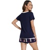 GYS Bamboo Viscose Pajamas for Women Set, Ultra-Soft Lightweight Sleepwear(Navy Red Plaid)