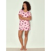 GYS Bamboo Viscose Pajamas for Women Set, Ultra-Soft Lightweight Sleepwear(Pink Coffee Cup)