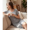 GYS Bamboo Viscose Women Nightgown, Short Sleeve Soft Pajama Nightshirt(Heather Grey)