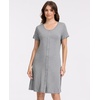 GYS Bamboo Viscose Women Nightgown, Short Sleeve Soft Pajama Nightshirt(Heather Grey)
