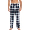 GYS Mens Bamboo Viscose Pajama Pants Sleep Lounge Bottoms(Navy & Green Plaid)