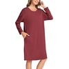 GYS Women’s Bamboo Viscose Cooling Nightgown for Hot Flashes(Wine)
