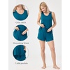 GYS Women’s Bamboo Viscose Cooling Tank Pajama Set(Teal Blue)