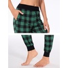 GYS Women’s Bamboo Viscose Jogger Pajama Pants(Black Green Plaid)