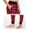 GYS Women’s Bamboo Viscose Jogger Pajama Pants(Black Red Plaid)