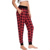 GYS Women’s Bamboo Viscose Jogger Pajama Pants(Black Red Plaid)