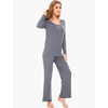 GYS Women’s Bamboo Viscose Long Sleeve Pajamas Set(A- Dark Grey)
