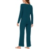 GYS Women’s Bamboo Viscose Long Sleeve Pajamas Set(A- Lyons Blue)