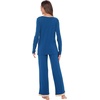 GYS Women’s Bamboo Viscose Long Sleeve Pajamas Set(A- Prussian Blue)