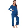 GYS Women’s Bamboo Viscose Long Sleeve Pajamas Set(A- Prussian Blue)
