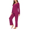 GYS Women’s Bamboo Viscose Long Sleeve Pajamas Set(A- Purplish Red)