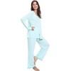 GYS Women’s Bamboo Viscose Long Sleeve Pajamas Set(A- Round Neck – Aqua)
