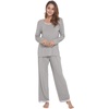 GYS Women’s Bamboo Viscose Long Sleeve Pajamas Set(A- Round Neck – Heather Grey)