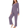 GYS Women’s Bamboo Viscose Long Sleeve Pajamas Set(A- Violet)