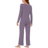GYS Women’s Bamboo Viscose Long Sleeve Pajamas Set(A- Violet)