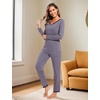 GYS Women’s Bamboo Viscose Long Sleeve Pajamas Set(B- Dark Grey)